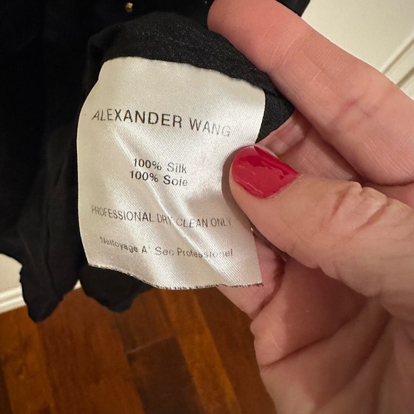 Alexander Wang Women’s Black Silk Sleeveless Blouse Gold Button Front - Picture 3 of 8